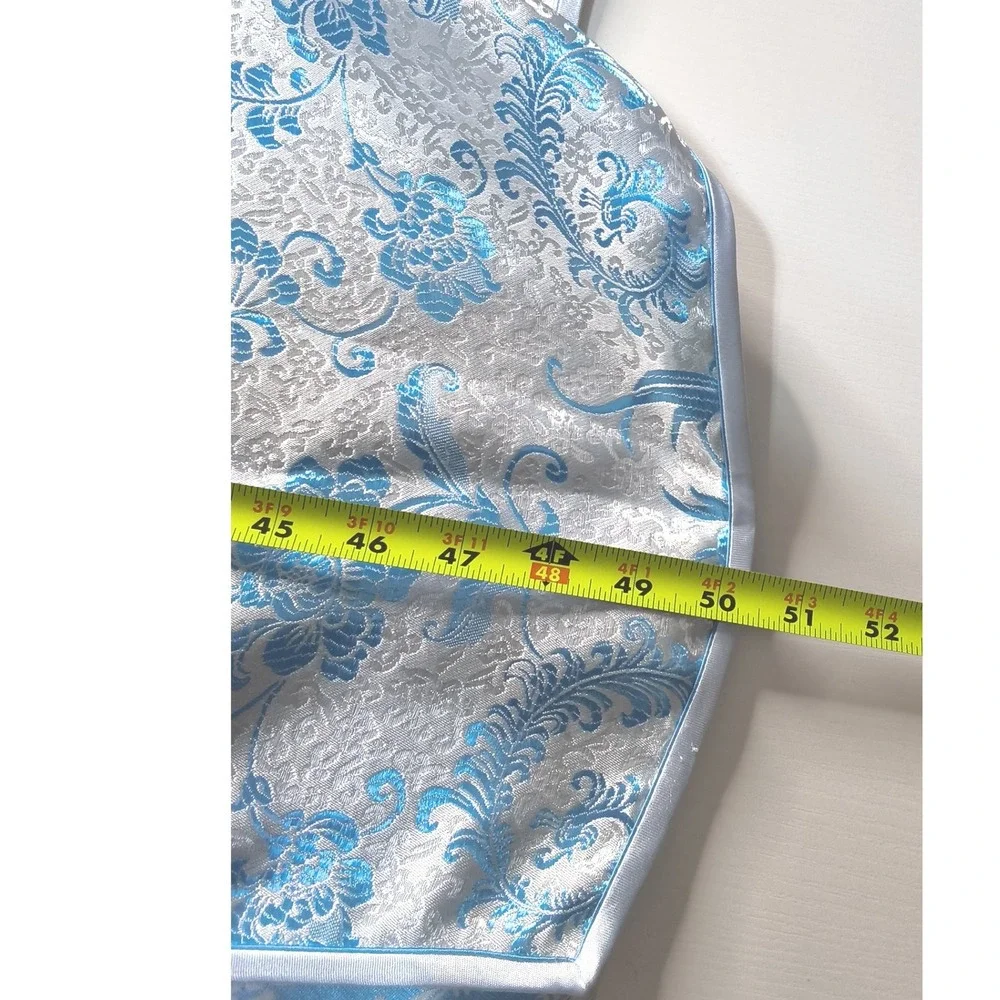 Whitby Cheongsam Dress Women Size 38 Silver Blue‎ Floral Brocade Qipao Maxi - Picture 12 of 12